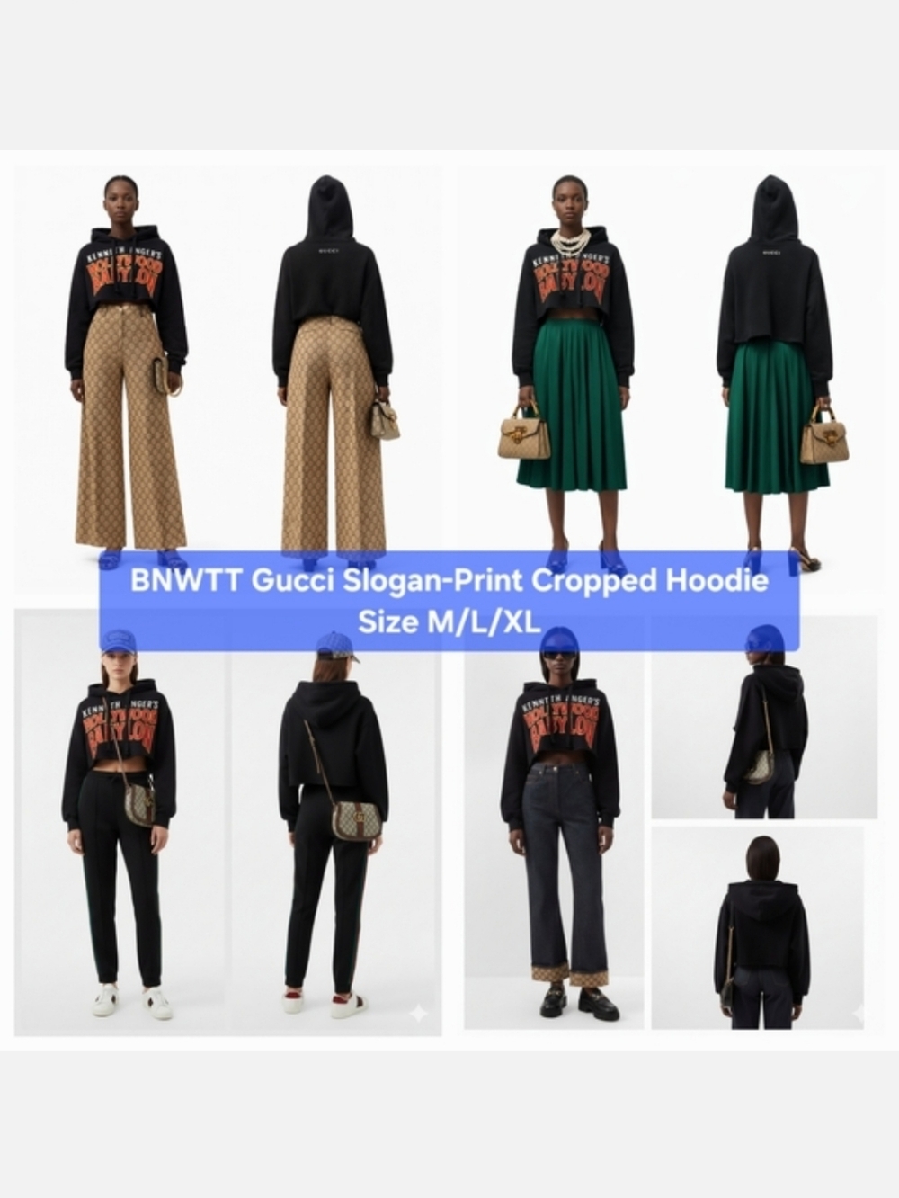 BNWTT Gucci Slogan-Print Cropped HoodieSize M/L/XL